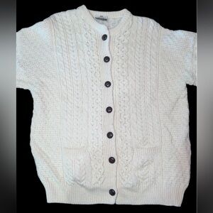 Vintage Cream Cable Knit Carraig Donn Wool Sweater XL